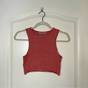 ZARA Red & White Striped Halter Crop Top